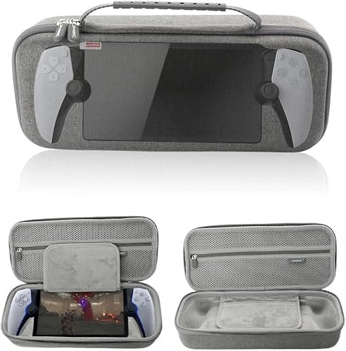 Gehanico Funda de transporte de viaje para reproductor remoto Playstation Portal, compatible con PS Portal 5, accesorios, consolas de juegos de mano, funda de transporte rígida de EVA (gris)