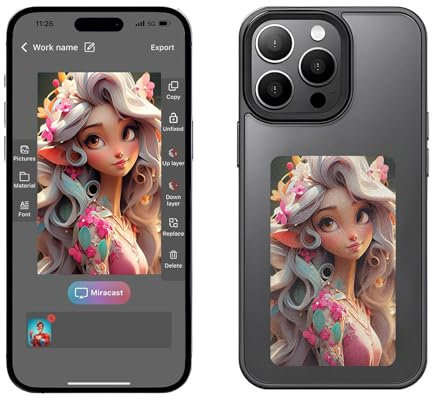 Smart Foto Back Projektion Case, Anpassbare E-Ink Phone Case, Zeigen Sie Fotos sofort auf Ink Screen, Personalisieren Sie Ihr Telefon jederzeit und überall (iPhone14 Pro)