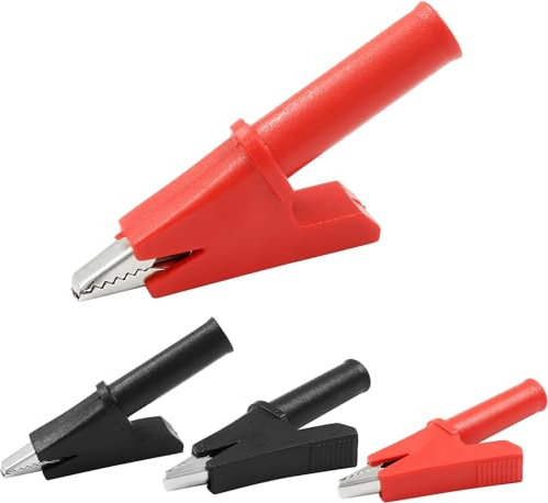 4 morsetti a coccodrillo con presa a banana da 4 mm, morsetto di sicurezza rosso nero, morsetti a coccodrillo lisolati per test elettrico di batterie auto