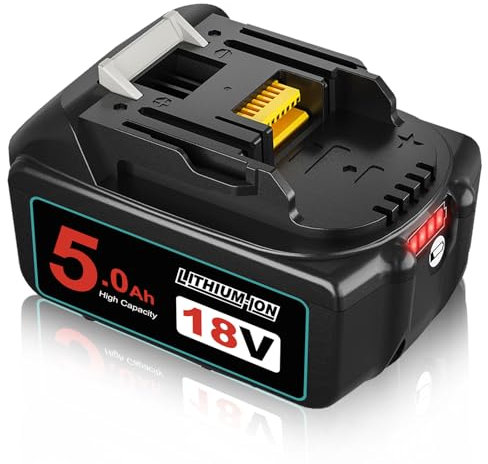 Catastro BL1850B Batteria di Ricambio per Makita Batteria 18V 5.0Ah Compatibilità per Makita Batteria BL1830 BL1840 BL1840B BL1850 BL1860 BL1860B 194204-5 LXT-400 con Indicatore LED (nero)