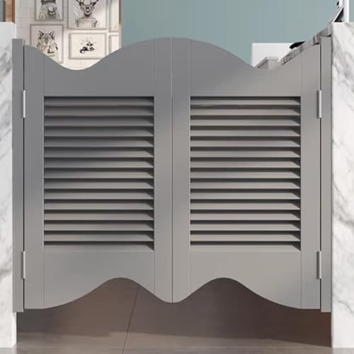 Schwingtüren for Cafés, Salontüren aus Massivem Holz, Schwingtür mit Halber Taille for Bars mit Scharnieren, Trenntür mit Lamellen for Den Innenbereich, Automatische Schließung(W80cm/31.5in)