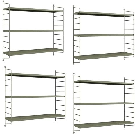 [en.casa] Modulares Wandregal Strängnäs 4er Set Metallregal Kamelfarben Hängeregal mit 3 Regalböden Badregal Küchenwandregal Wandablage Wohnzimmer