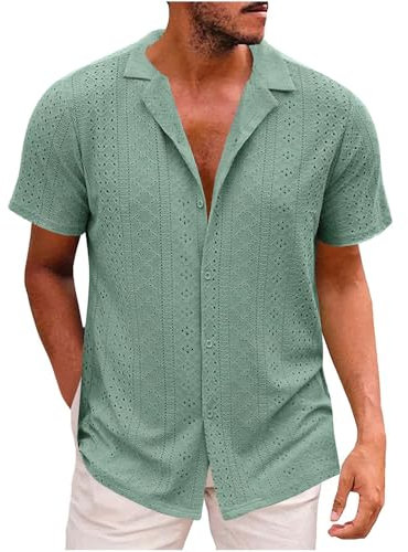 BERCIELY Muskelshirt Herren Sommer Atmungsaktiv Komfortabel Poloshirt Herren Stretch Dünn Fitness Einfarbig Revers Sportshirt Herren Draussen Temperament Klassisch Tops Herren D-Green M