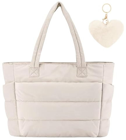Aucuu Puffer Tasche, Shopper Tasche Damen, Handtasche Damen Groß, Shopper Tasche, Gesteppte Tasche Stepptasche mit Reißverschluss, Hobo Bag Handtasche für Einkaufen Schule Reisen Arbeit