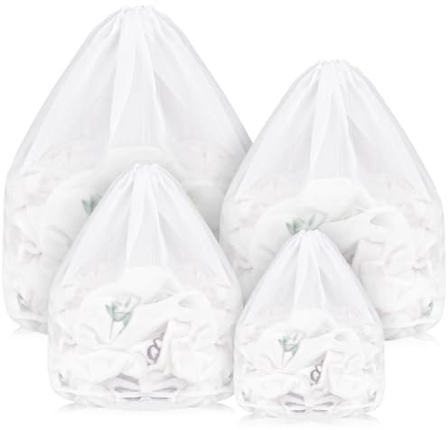 4 Stück Wäschenetz für Waschmaschine, Wäschesack mit Kordelstopper, Wiederverwendbare Groß Netzbeutel für Wäsche/Schutz/Waschnetz, Waeschesack, für Unterwäsche Babywäsche Socken (4 Größen)