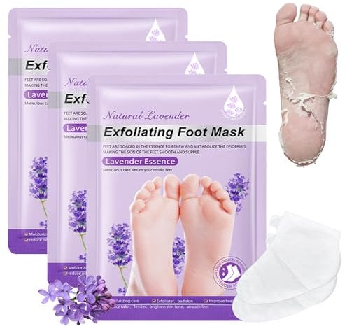 3 Paar Fußmaske,Fussmaske mit Feuchtigkeitsspendender Formel,Fussmaske Socken für Männer und Frauen Geeignet,Foot Peel Mask für Geschmeidige Füße,für Trockene und Rissige Füße(Lavendel)