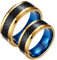 Calefee Ringe Partnerringe Wolframcarbid, Trauringe Paar für Sie und Ihn Ring Carbon Gold Blau 8 mm, Damen Größe 57 und Herren Größe 57