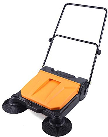 Industrial Foldable Walk Behind Push Sweeper with Triple Power Side Brooms, Floor Cleaning Of Dust Litter Grass, for Highway, Garden