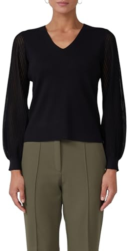 s.Oliver Feinstrickpullover mit V-Ausschnitt und semitransparenten Ärmeln
