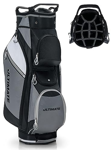 LIFEZEAL Golfbag, Cartbag mit 14-Fach Unterteilung, Tragbare Golftasche mit 7 Reißverschlusstaschen, Schulter oder Hand, wasserdichte Standtasche für Golf Trolley & Golf Cart