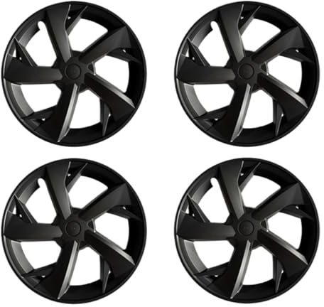 4 Stück Radkappen, 19 Zoll, kompatibel mit Tesla Model Y, Juniper-Radkappen, Performance-Ersatz, 19-Zoll-Crossflow-Radabdeckung, Vollrand-Zubehör 2025(Matte Black)