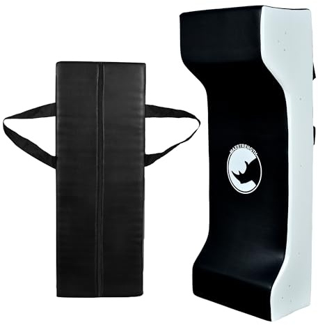 MAXSTRENGTH Double Rugby Tackle Shield - Curved Training Pad with Back Handles & Zip - Impact Resistant - Black/Red or Black/White