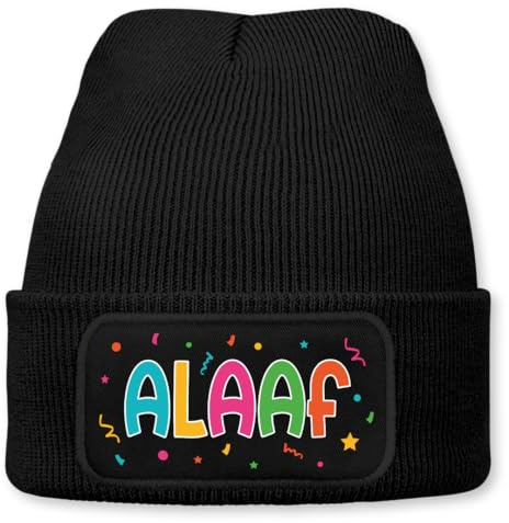 Prozente Momente Alaaf – lustige Wintermütze | Beanie für Damen & Herren, warm, elastisch & Unisex, Strickmütze mit Patch & Druck, perfekt für Après-Ski, Weihnachtsmarkt & Fasching, Karneval