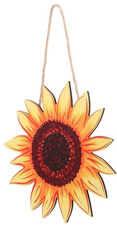PERSELOSO Sunflower Welcome Sign Holzschild Wanddeko für Tür Wohnzimmer Garten Haustür Hängendes Sonnenblumen Ornament Rustikal Landhausstil Innen Außen Dekoration