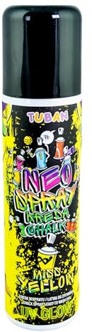TUBAN Neo Chalk Spray 150 ml – Bombe de craie fluorescente pour peinture créative sur verre asphalte, bois et herbe – Lavable à l'eau – Sûr – Fabriqué en Pologne – Jaune