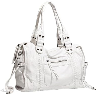 LLIDDAMES Vintage City Bag Damen PU Leder Handtasche Groß Shopper Tasche Hobo Bag Schultertasche Arbeitstasche Uni Leder-Tragetasche Für Damen, Für Arbeit Schule Reisen