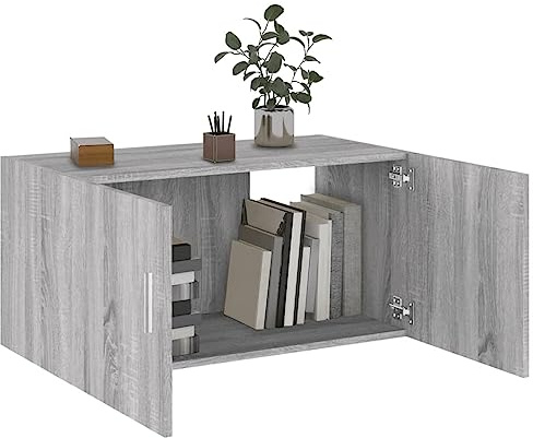 CIOURSTO Wandregal Sperrholz 80x39x40 cm – Platzsparendes Lagerregal, stylisch & vielseitig für Flur, Wohnzimmer & Badezimmer (Graues Sonoma)