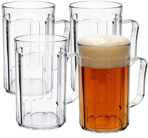 4 Pezzi Boccali Da Birra In Plastica, 500 Ml Bicchieri Da Birra Con Manico, Trasparente Tazza Da Birra Refrigerata, Boccale Di Birra Per Casa, Ristoranti E Birrerie, Bar, Feste, Feste E Decorazioni