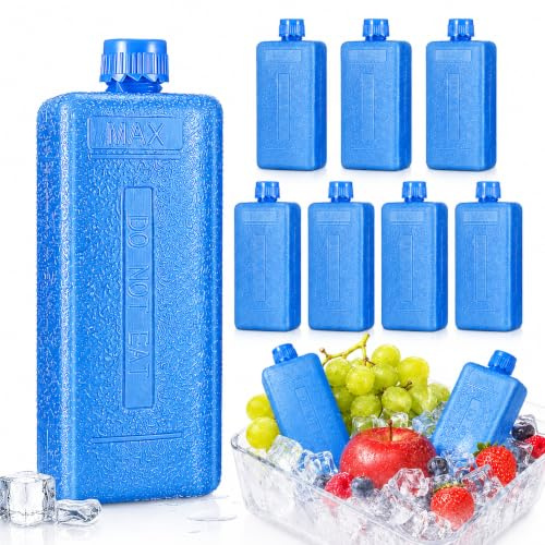 Ciieeo 8-Pack Reusable Ice Packs for Portable Air Conditioner Fan, Mini Freezer Blocks for Cooler Bags, Small Cooling Bricks for Lunch Box Picnic and Camping, Blue Evaporative Chiller Accessories