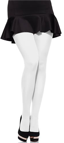 Merry Style Collants Microfibre pour Femmes, Collants Élastiques et Opaques Grandes Tailles MS 162 60 DEN (Blanc, XL)