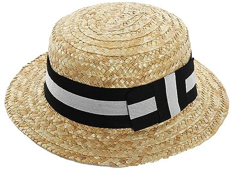 Lot de 3 chapeaux de paille avec ruban gris et noir avec nœud – Accessoire d'école, accessoire de spectacle ou pour les fêtes costumées