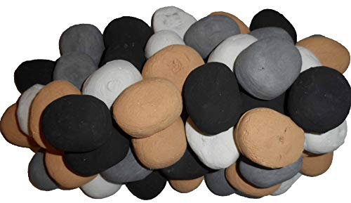 The Stove Wizard 10 Mixed Ceramic Gas Coal Fire Pebbles, White, Beige, Grey and Black, Premium Replacements, RCF, Suitable for Gas, Bio Ethanol, LPG and Electric Fires