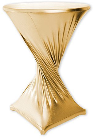 Mc-Stoff Stretch Husse für Stehtische Bistrotische Stehtischhusse Gold 90 cm Outdoor und Indoor Nutzung imprägniert wasserabweisend TischdeckenTischüberzug