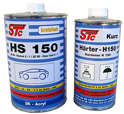STC 1,5 L Set 2K HS 150 Acryl Klarlack Spezial Set 2:1 Kratzfest inkl. Härter kurz (1,5 L Set)