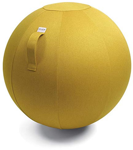 VLUV® BOL LEIV Sitzball Büro Ergonomisch [Atmungsaktiv mit Tragegriff und Wegrollschutz] Waschbarer Stoffbezug | Schwangerschaftsball| Gymnastikball Schwangerschaft Sitzball