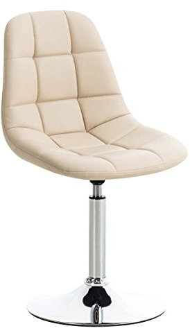 CLP Lounger Emil mit Kunstlederbezug, Esszimmerstuhl mit gestepptem Sitz, Drehstuhl mit Trompetenfuß in Chromoptik, Farbe:Creme