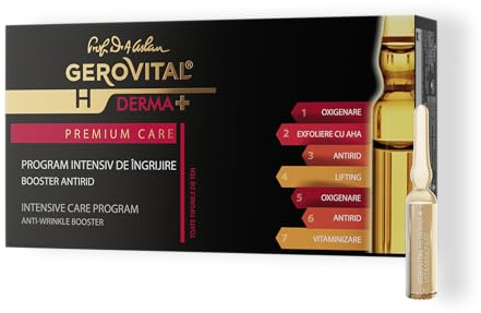 Gerovital H3 Derma+ Premium Care Intensivprogramm, 7 Ampullen x 2 ml | Anti-Falten, Lifting, Peeling und Vitamin-Komplex, intensive Pflege für ein glatteres, strafferes und ebenmäßigeres Hautbild