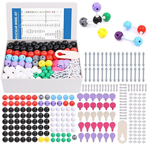 Swpeet 307 Pcs Molecular Model Kit for Organic and Inorganic Chemistry - Chemistry Molecular Model - 126 Atoms & 30 Orbitals & 150 Links & 1 Short Link Remover Tool,17 millimeters, 23 millimeters