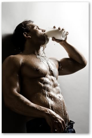 Postereck - 0787 - Sexy Mann, Milch Sixpack Erotik Muskeln Nackt - Erotisch Sexy Nackt Wandposter Fotoposter Bilder Wandbild Wandbilder - Poster - 3:2-61,0 cm x 40,5 cm