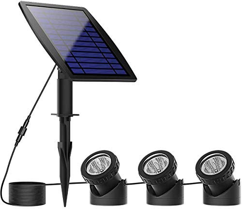 SUAVER Solar Spotlight Licht, Unterwasser Scheinwerfer LED Teichbeleuchtung Solar Gartenleuchte wasserdicht Landschafts beleuchtung für Garten,Brunnen,Terrasse,Liegewiese (Weiß)