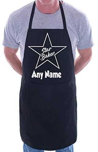 Print4U Star Baker Any Name Here Personalised Chef BBQ Apron Black