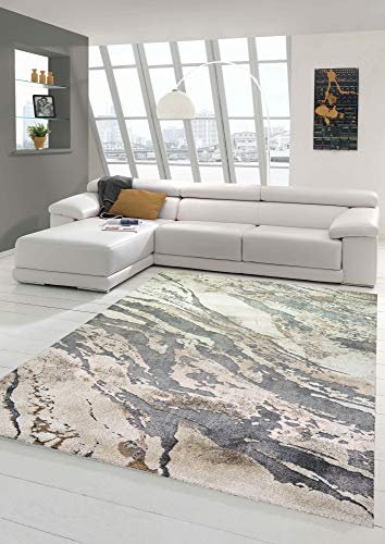 Teppich-Traum moderner Designerteppich im Marmor Design | Wohn- & Schlafzimmer | grau beige, Größe 160x230 cm