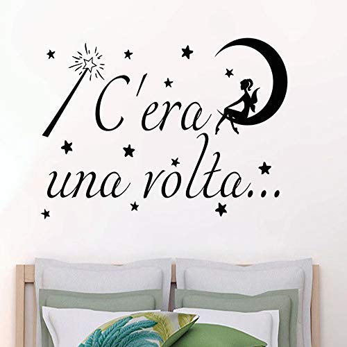 Adesivo da parete in vinile con frase in italiano CERA UNA VOLTA adesivi murali frasi in italiano citazione, decorazione da parete, Wall Stickers, Art Sticker Decal Mural DC-19029