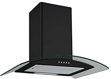 electriQ 60cm Curved Glass Cooker Hood - Black