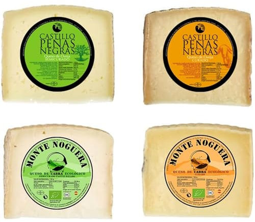 Castillo Peñas Negras | Pack Degustación De 2 QuesoS De Oveja + 2 De Cabra | 1,2 kg Aprox. Curado Y Semicurado | Pack Gourmet Para Regalo Con Estuche