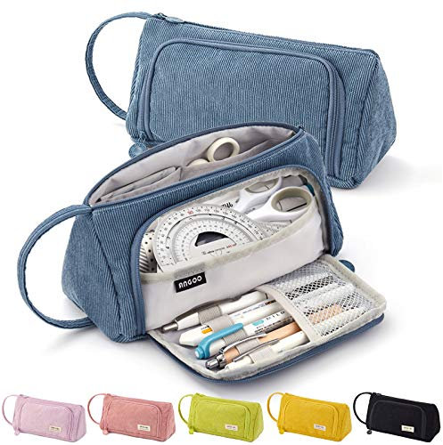 ONCCI Federmäppchen Federtaschen Teenager Mädchen Mäppchen Etui Stifte 3 Fach Pencil Case für Schule & Büro (Blau)
