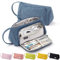 ONCCI Federmäppchen Federtaschen Teenager Mädchen Mäppchen Etui Stifte 3 Fach Pencil Case für Schule & Büro (Blau)