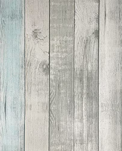 Shackcom Peel and Stick Wallpaper Wood Effect 40 X 300CM, Self-Adhesive Removable Waterproof Anti-Scratch Contact Paper Decorative for Wall Furniture Door – Blue Color