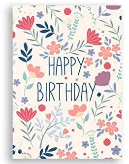 Friendly Fox Geburtstagskarte Happy Birthday, 1x Glückwunschkarte zum Geburtstag, A6 Klapp-Karte Geburtstag mit Kraftpapier Umschlag, Happy Birthday