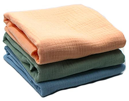 VmG-Store 3x Musselin Set je 0,5m x 1,35m Double Gauze Stoff 100% Baumwollstoff Tex Standard 100 (Set05, 3er Set je 0,5m)