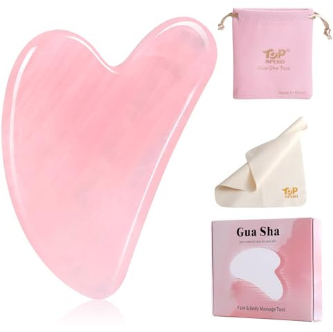 Gua Sha Facial Jade Tool, Natürlicher Rosenquarz Gua Sha Scraping Anti-Ageing Massagestein zur Reduzierung von Schwellungen, Lymphdrainage und Gesichtsverspannungen