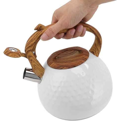 Naturudeco Théière sifflante de 3 litres Bouilloire multifonctionnelle Récipient d'eau bouillante en acier inoxydable pour la maison Cuisine Salle de réunion Infusion Boisson Café(blanche)