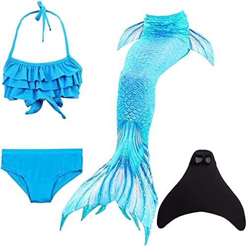 SPEEDEVE Meerjungfrauenschwanz Badeanzug mädchen Mermaid Tail mit Monoflosse,Hei-dh53,140