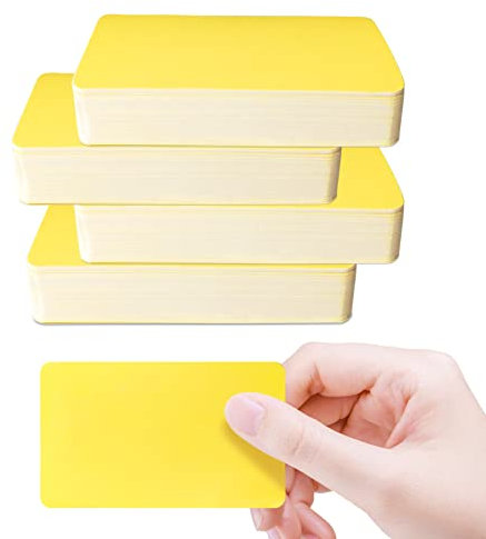 200 Stück Blanko Kraftpapier Karten - 6 Farben DIY Papier Wortkarten, Karteikarten, Mitteilungskarten, Visitenkarten, Lernkarten, Memory Karten (Gelb)