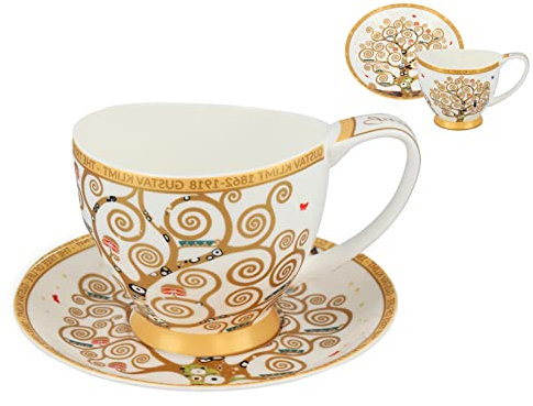 CARMANI - Keramik-Teetasse und Untertasse mit Gustav Klimt, Der Baum des Lebens, 350 ml