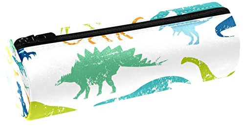Dino Muster Leder Fass Stift Federmäppchen Münzbörse Kosmetik Make-up Tasche für Student Schreibwaren Schule Büro Aufbewahrung